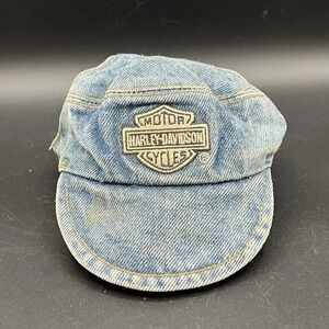 HARLEY DAVIDSON Dog Cat Biker Denim Hat - Embroidered Patch - Medium